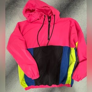 (B5) Vintage-Style Rue21 Colorblock Windbreaker | Neon Pink & Blue | Y2K Retro S